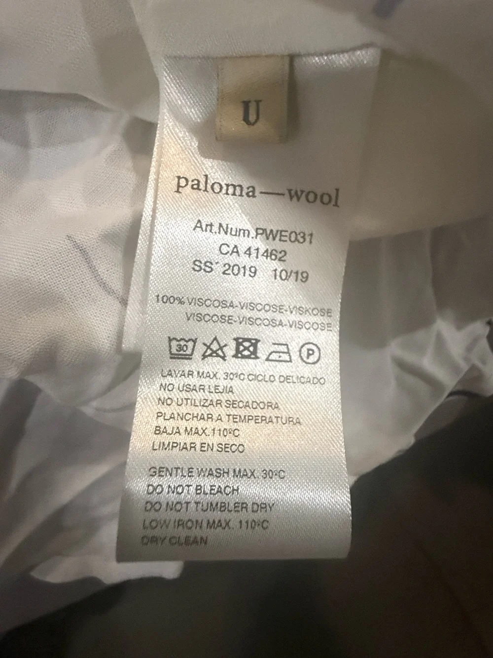 NWT PALOMA WOOL WOMENS LEANDRA BUTTON-UP BLOUSE, SIZE OS (MEDIUM), WHITE/BLUE - Picture 12 of 14